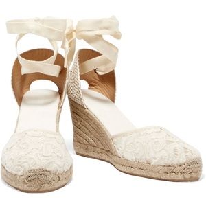 Soludos lace up canvas wedge espadrilles sz9 NWT